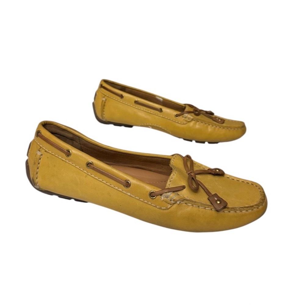 Clarks Artisan Mustard Dunbar Racer Leather Loafers Women size 6M